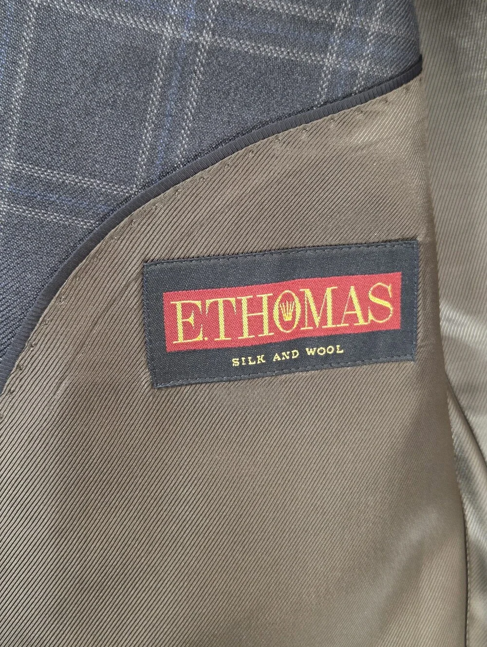 Brooks Brothers 1818 Fitzgerald Navy Windowpane Silk Wool Sport Coat 41R